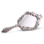 A LATE VICTORIAN SILVER HAND-MIRROR