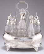 A GEORGE III SILVER EIGHT-BOTTLE CRUET STAND