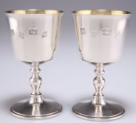 A PAIR OF ELIZABETH II SILVER GOBLETS