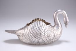 A FRENCH SILVER SWAN-FORM BOWL