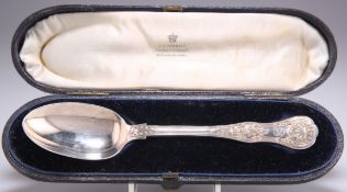 A VICTORIAN SILVER QUEEN'S PATTERN DESSERT SPOON