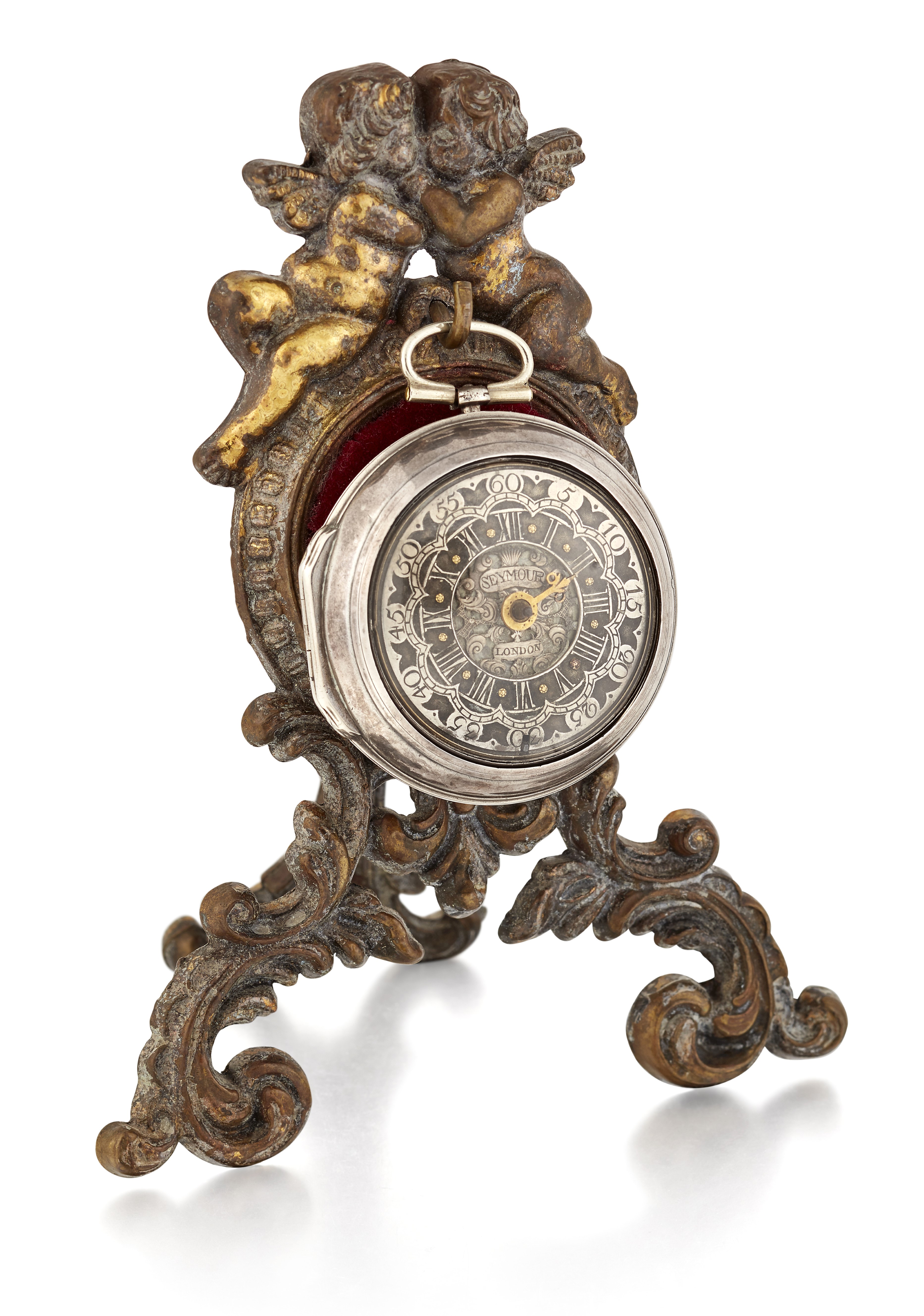 A PAIR CASED SILVER POCKET WATCH AND STAND - Image 2 of 2