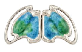 ARCHIBALD KNOX FOR LIBERTY & CO - A SILVER AND ENAMEL BUCKLE