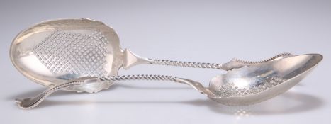 A PAIR OF DUTCH SILVER SERVING SPOONS