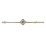 A SAPPHIRE AND DIAMOND BAR BROOCH