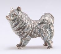 AN ELIZABETH II CAST SILVER MODEL OF A DOG