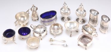 A COLLECTION OF SILVER CONDIMENTS