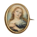 A 19TH CENTURY PORTRAIT MINIATURE BROOCH