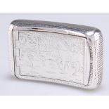 A GEORGE III SILVER 'HUNTING' SNUFF BOX