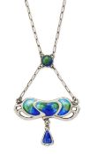 CHARLES HORNER - A SILVER AND ENAMEL PENDANT NECKLACE