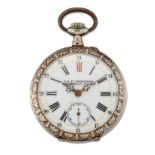 AN OPEN FACED POCKET WATCH