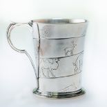 AN ART DECO SILVER NURSERY RHYME MUG