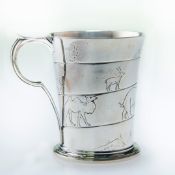 AN ART DECO SILVER NURSERY RHYME MUG