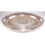 A LARGE VICTORIAN SILVER-PLATED TRAY
