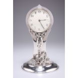 AN ART NOUVEAU SILVER 'TREE OF LIFE' MANTEL CLOCK