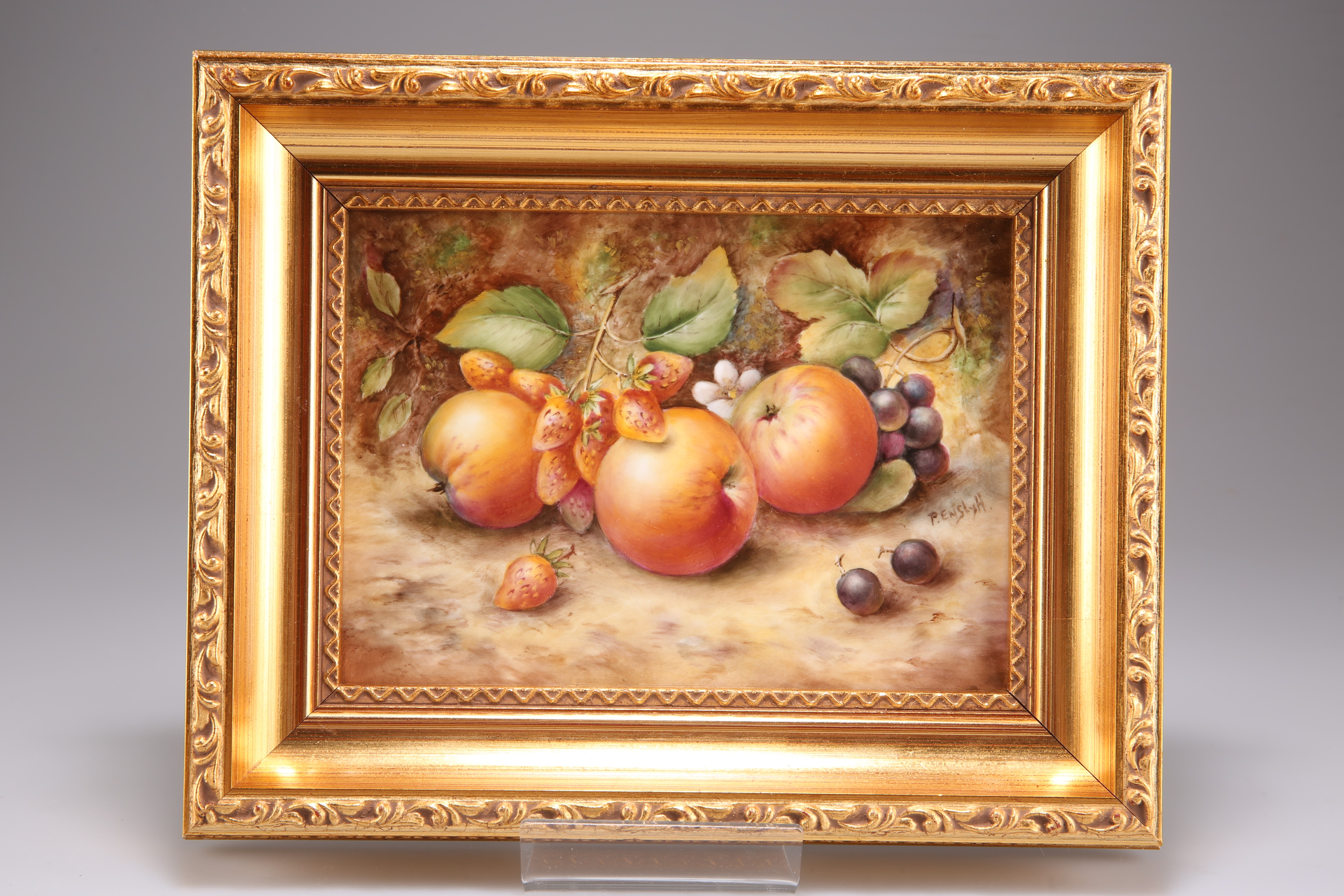 A ROYAL WORCESTER FRUIT-PAINTED PLAQUE