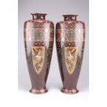 A LARGE PAIR OF JAPANESE CLOISONNÉ VASES, MEIJI PERIOD