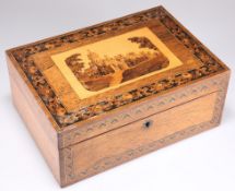 A VICTORIAN TUNBRIDGE WARE SEWING BOX