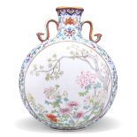 A CHINESE ENAMELLED DOUCAI AND FAMILLE ROSE MOONFLASK