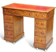 A VICTORIAN SMALL MAHOGANY PEDESTAL DESK