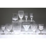 NINE VARIOUS 19TH CENTURY DRINKING GLASSES AND A VASE