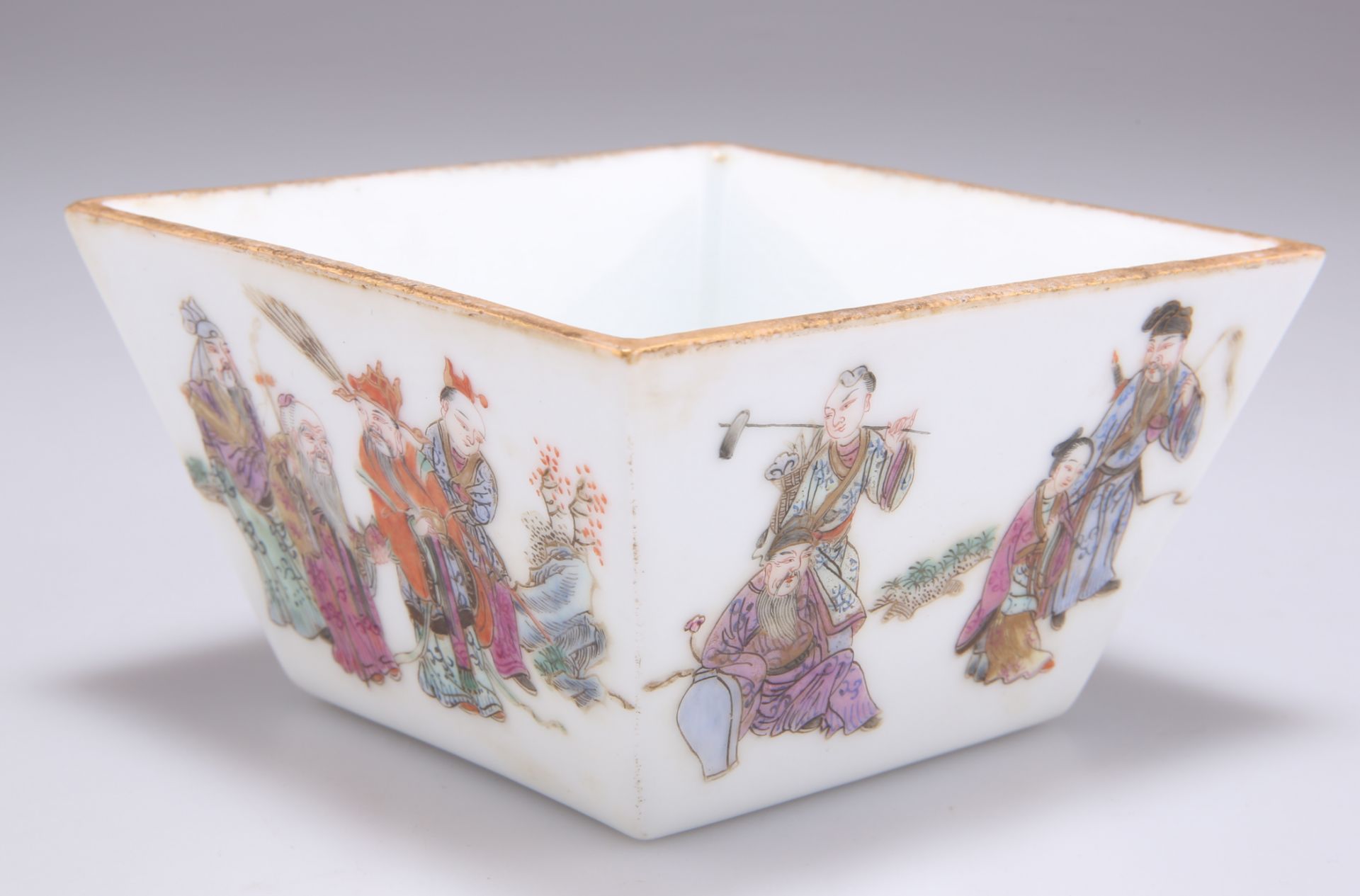 A CHINESE FAMILLE ROSE SQUARE BOWL