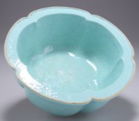 A CHINESE TURQUOISE GLAZED LOBED BOWL