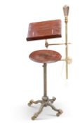 A LATE VICTORIAN BRASS AND MAHOGANY READING STAND