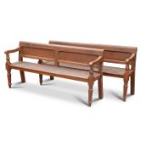 A PAIR OF VICTORIAN SCUMBLED PINE BENCHES