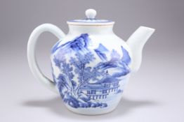 A CHINESE BLUE AND WHITE TEAPOT