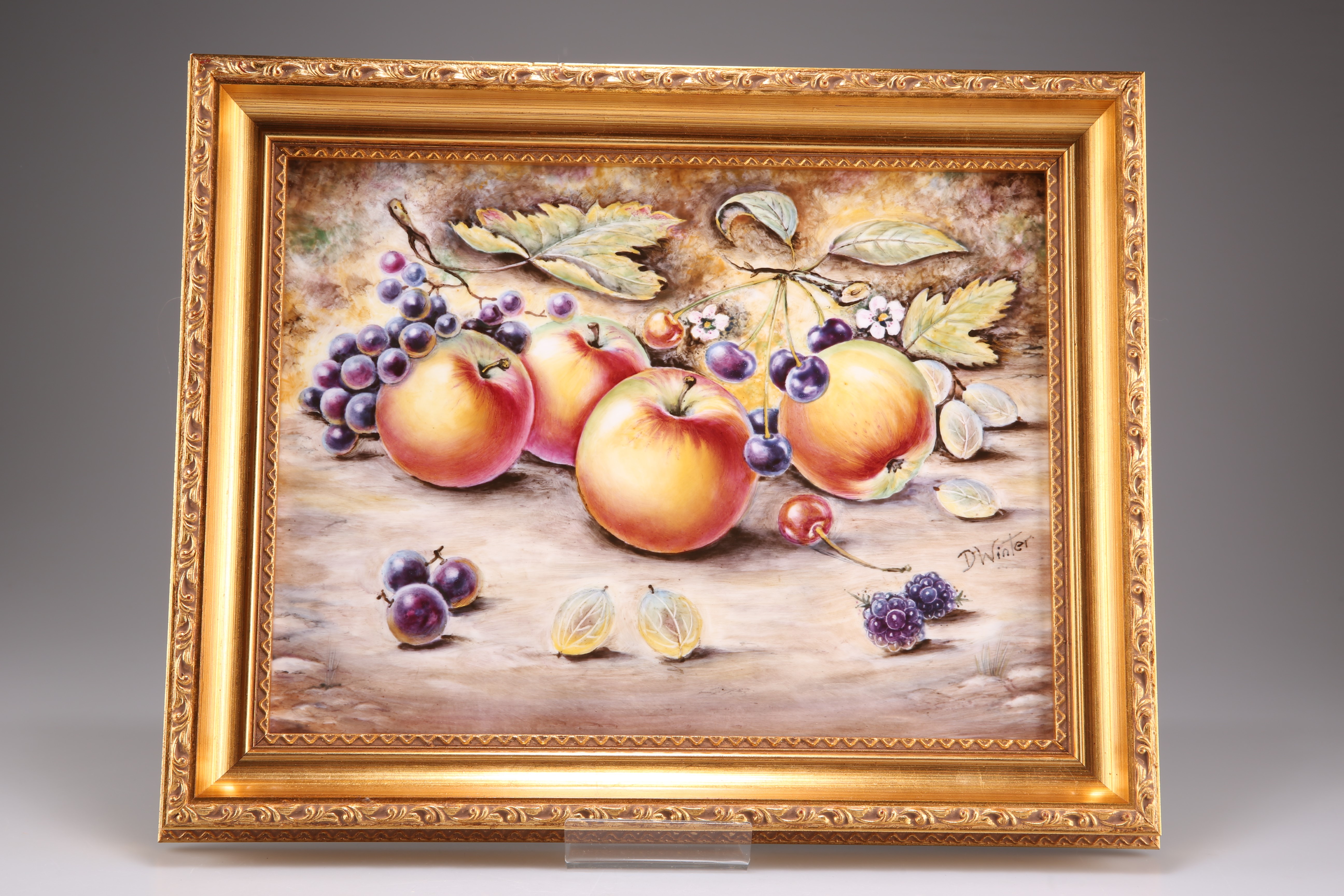 A ROYAL WORCESTER FRUIT-PAINTED LARGE PLAQUE