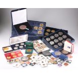 A COLLECTION OF COINS, MEDALLIONS, TOKENS AND BADGES