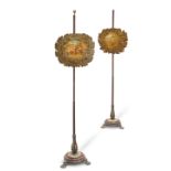 A PAIR OF REGENCY BRASS-MOUNTED ROSEWOOD POLE SCREENS