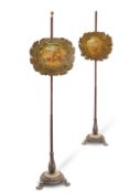 A PAIR OF REGENCY BRASS-MOUNTED ROSEWOOD POLE SCREENS