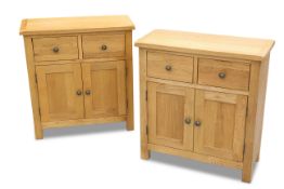 A PAIR OF CONTEMPORARY OAK SIDE CABINETS
