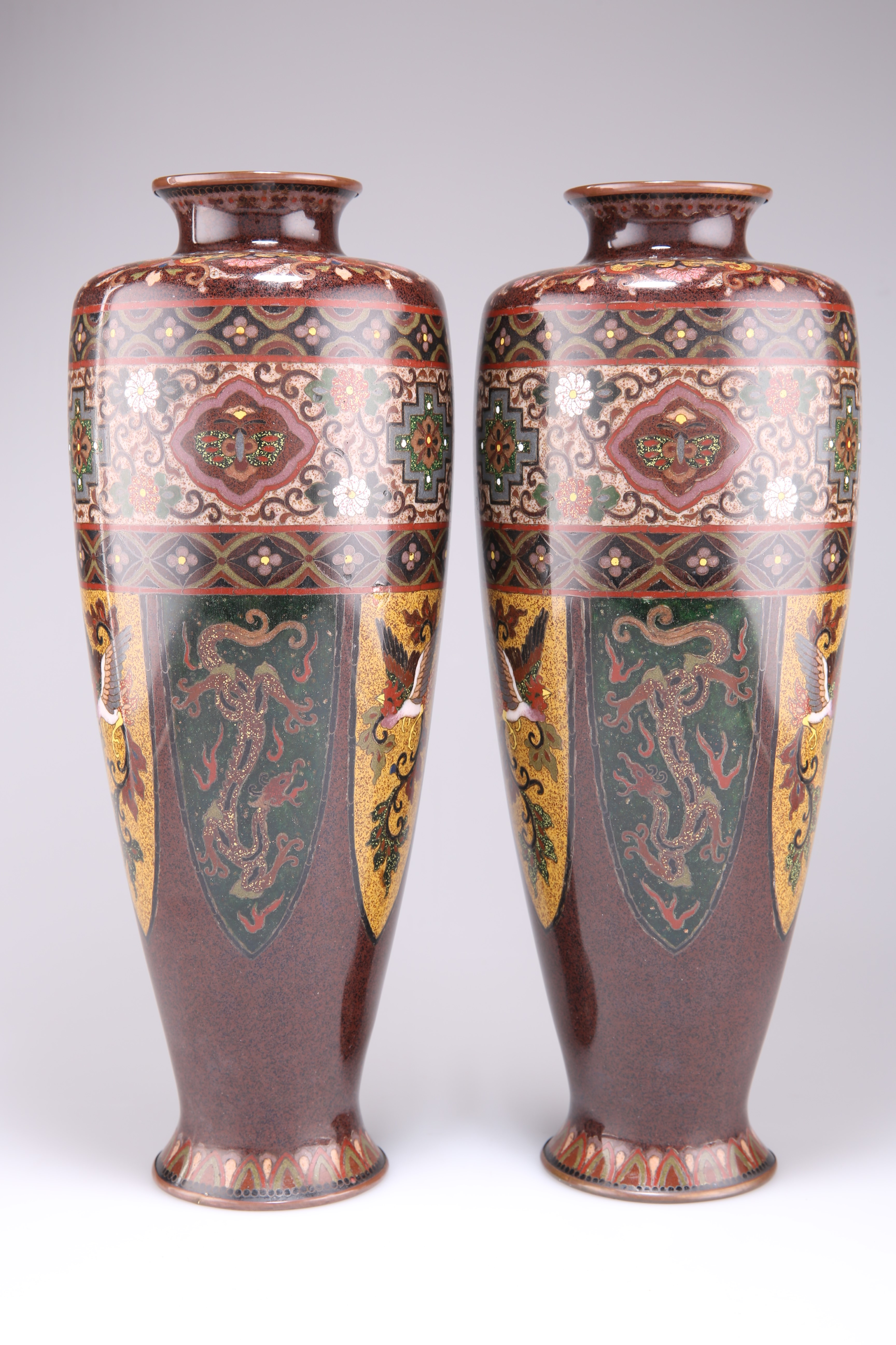 A LARGE PAIR OF JAPANESE CLOISONNÉ VASES, MEIJI PERIOD - Image 2 of 2