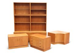 A G-PLAN TEAK BOOKCASE, CHEST, AND CUPBOARDS