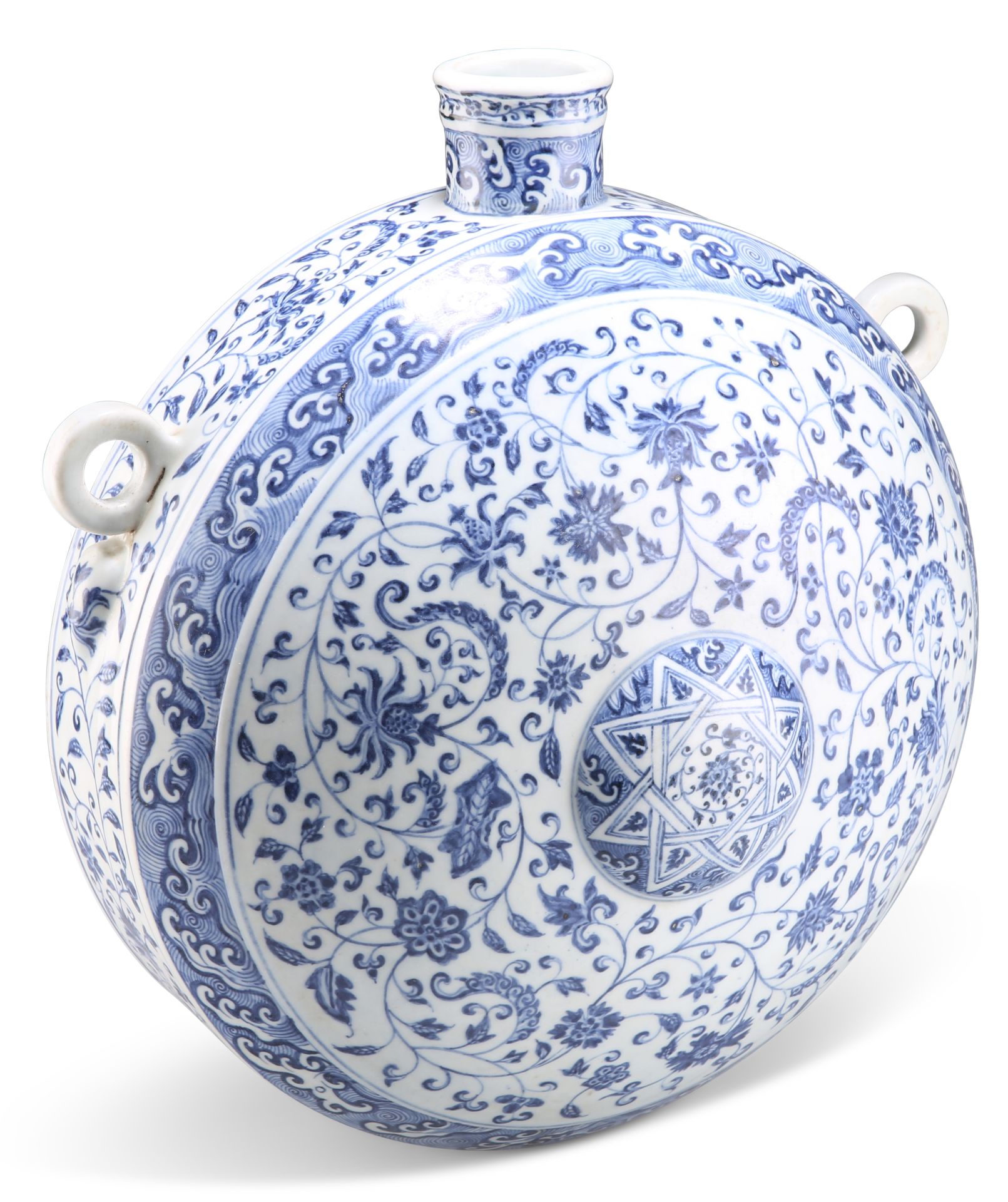 A MING STYLE BLUE AND WHITE FLASK, BIANHU