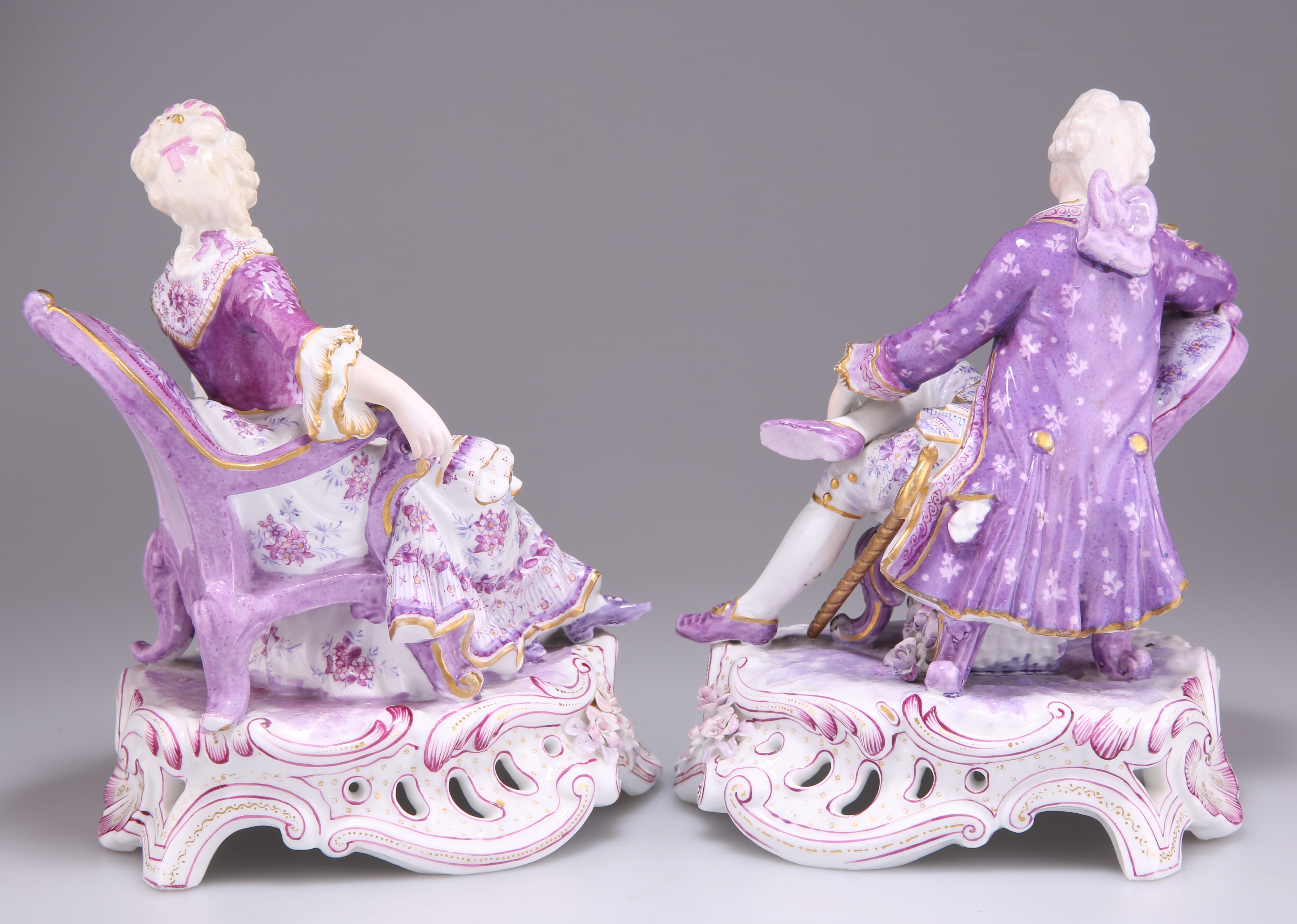 A PAIR OF DRESDEN PORCELAIN FIGURES - Image 2 of 2