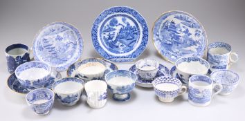 A MIXED LOT OF 18TH AND 19TH CENTURY BLUE AND WHITE