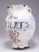 A RARE ITALIAN MAIOLICA WET DRUG JAR, SAVONA, DATED 1690