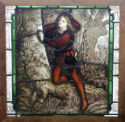 A LEADED STAINED GLASS WINDOW