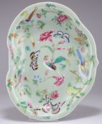 A MID-19TH CENTURY CHINESE ENAMEL DECORATED CELADON DISH