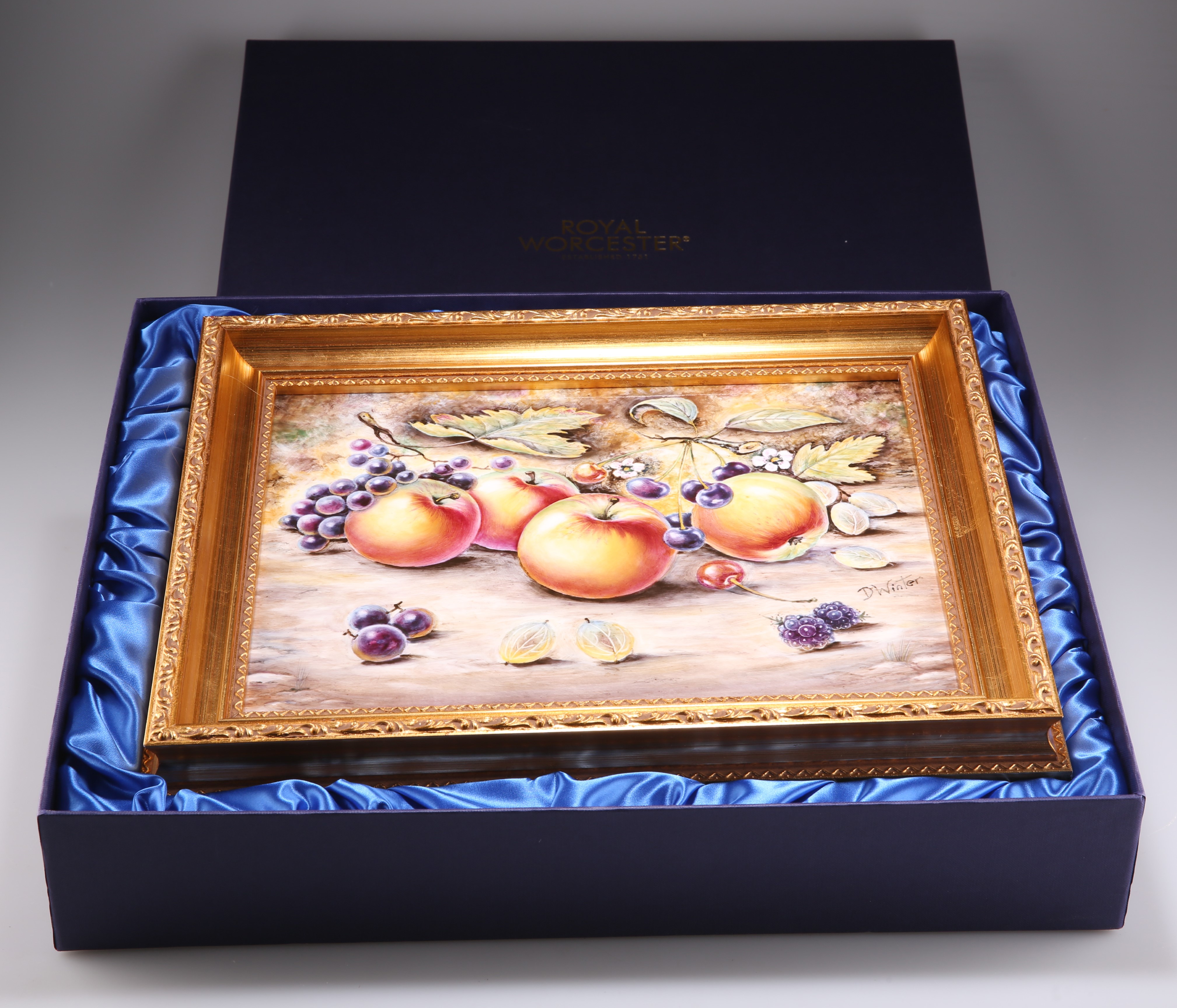 A ROYAL WORCESTER FRUIT-PAINTED LARGE PLAQUE - Image 2 of 3