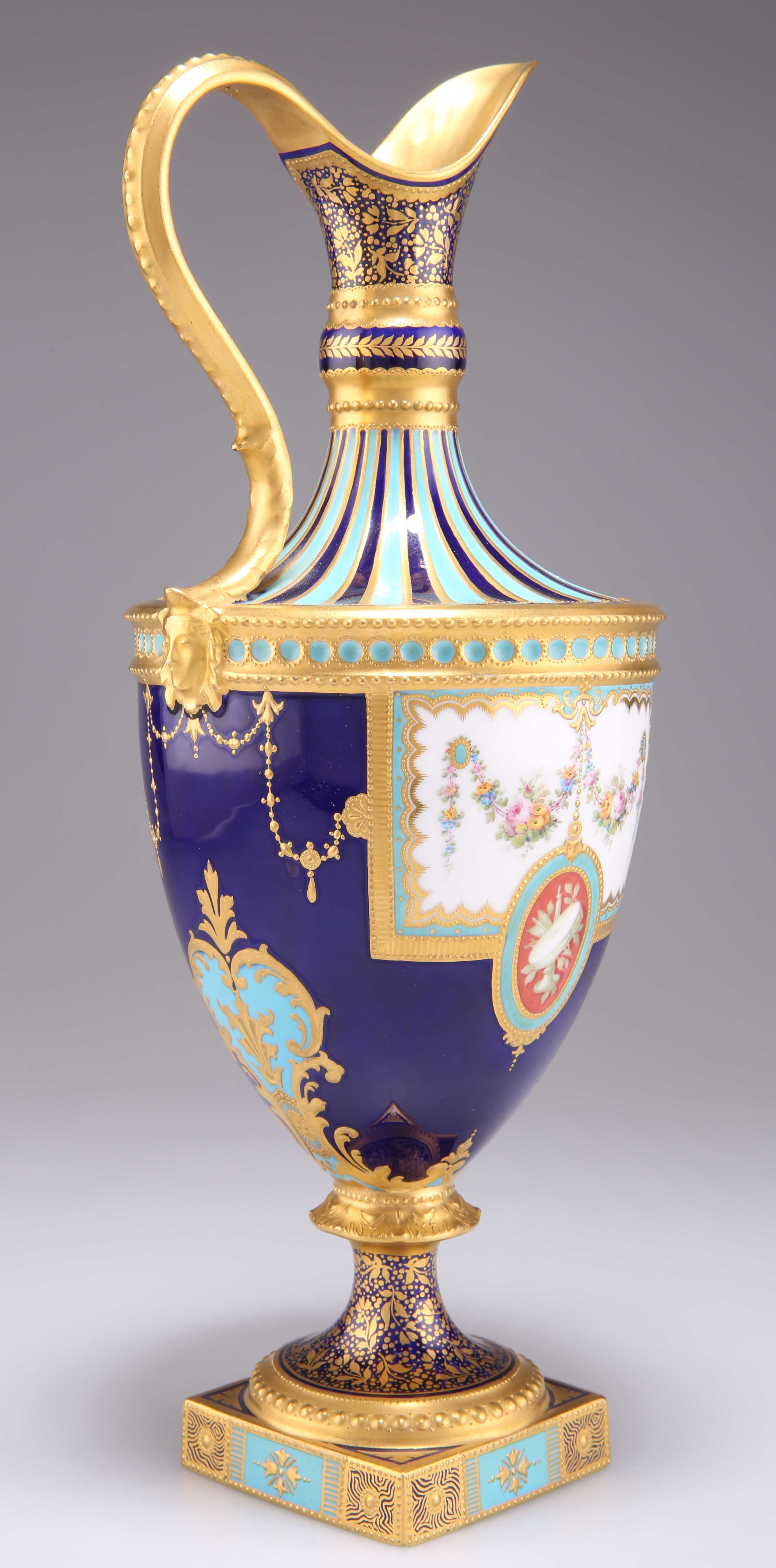 A FINE ROYAL CROWN DERBY PEDESTAL EWER, BY DESIRE LEROY - Image 2 of 3