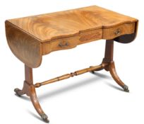 A REGENCY STYLE STRING-INLAID AND CROSS BANDED MAHOGANY SOFA TABLE