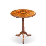A VICTORIAN PARQUETRY TRIPOD TABLE