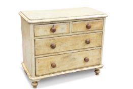 A VICTORIAN SMALL PAINTED PINE CHEST OF DRAWERS