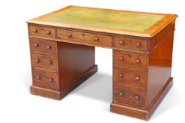 A VICTORIAN MAHOGANY PEDESTAL DESK