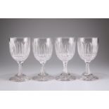 A SET OF FOUR VICTORIAN CUT GLASS WINE GLASSES